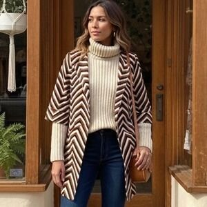Anthropologie Eva Franco Chevron Retro Car Coat Open Blazer Jacket